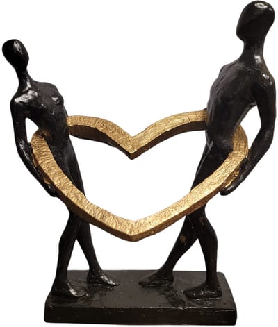 Gilde handwerk - Bronzen sculptuur Verbonden Beeld liefde 31 cm hoog zwart goud