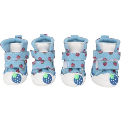 Kleine Hondenschoenen Zacht Ademend Voorkom Uitglijden Schattige Canvas Puppy Laarsjes voor Bichon Teddy Blauw Type 5 3 Size