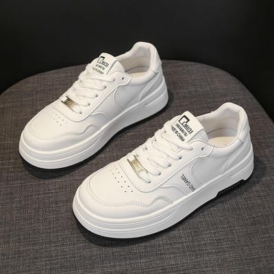 Leren Kleine Witte Schoenen Kinderen Lente en Herfst Nieuwe Veelzijdige Dikgezoolde Verhogende Boardschoenen Casual Sportschoenen Dames 37