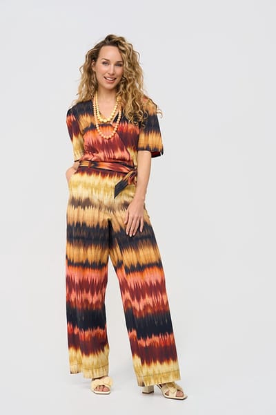 MI PIACE - Travel Jumpsuit Ikat Stripe Print 202839 Espresso - Maat : XS