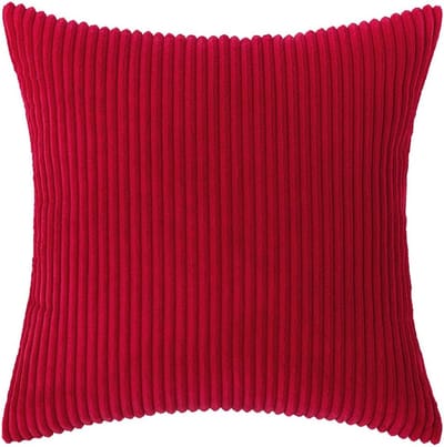 Famanu – Corduroy ribfluweel kussenhoezen set van 2 (30x50 cm) – decoratieve bankkussenslopen – zachte boho stijl – rood