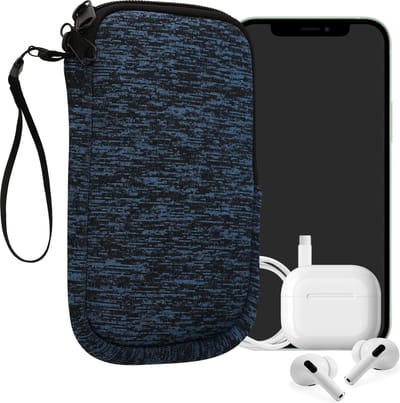 kwmobile telefoontasje universeel geschikt voor L - 6,5" smartphones - 16,5 x 8,9 cm - Hoesje met rits en polslusje -In deep ocean / zwart -