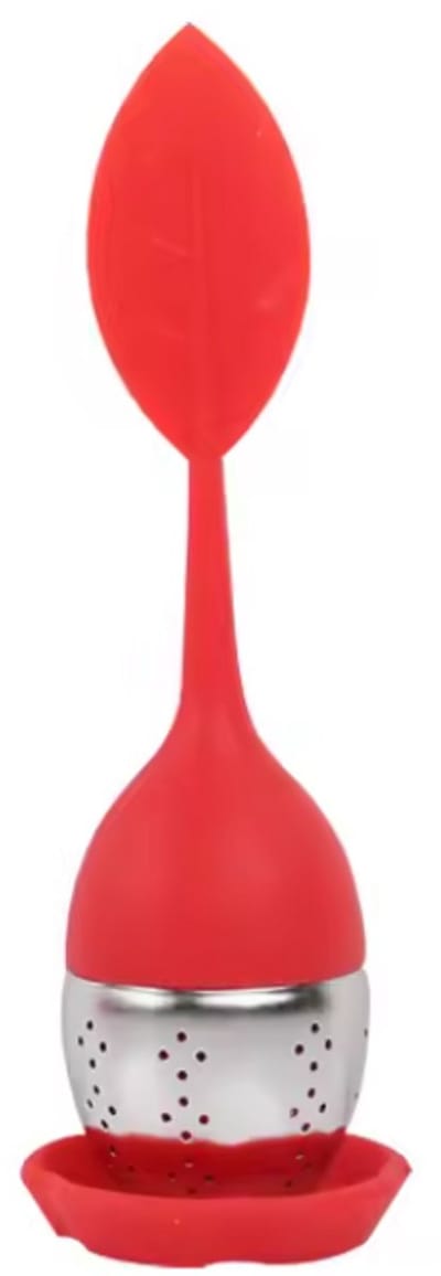New Age Devi - Thee-Ei Theezeefje Theeblaadje Losse Thee Houder Tea-Infuser Rood - 1 stuk