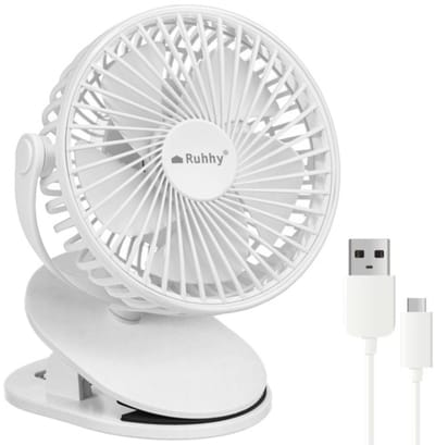 Ruhhy draadloze ventilator wit compact en stil met USB oplaadbare batterij
