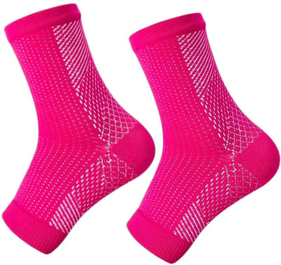 Klikkopers® - Neuropathie Sokken - Maat 35-37 - Compressie Sokken - Neuropathie Sokken Zonder Tenen - Compressiesokken - Slaapsokken - Bedsokken - Massagesokken - Roze
