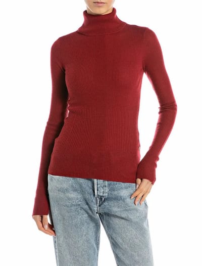 Replay Dk3911.000.g23906 Trui Met Hoge Hals Rood S Vrouw