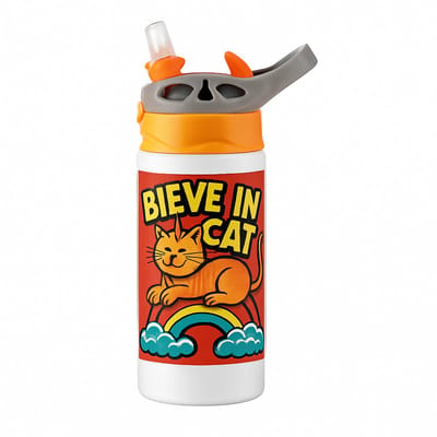 Stijlvolle Art-Deco Gouden Drinkfles – Elegante Drinkfles voor Unieke Interieurs en Design Liefhebbers - Waterfles voor kinderen (wit/oranje)