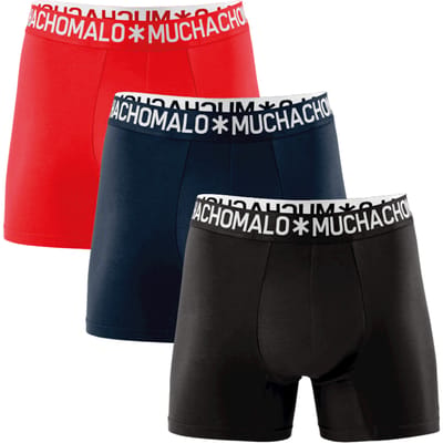 Muchachomalo Basiscollectie Light cotton Heren Boxershort - 3 pack - Zwart/Rood/Donkerblauw - Maat M