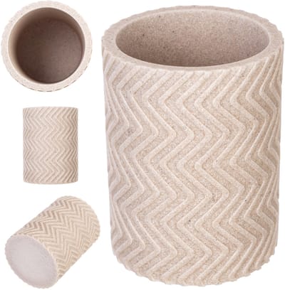 KADAX tandenborstelhouder van polyhars, moderne beker voor tandenborstels en tandpasta, tandenborstelhouder voor de wastafel, badkameraccessoire (beige)