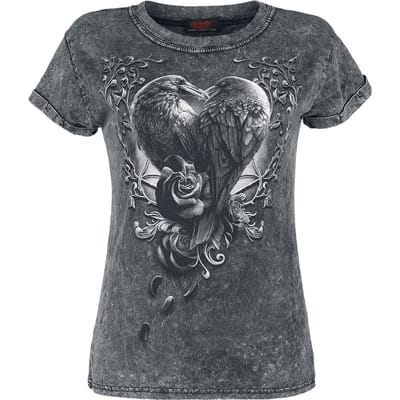 Spiral - Gothic T-shirt - Raven Heart - S tot 4XL - voor Vrouwen - grijs