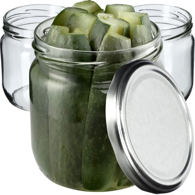 KADAX jampotten, 425 ml, inmaakpotten met schroefdeksel, potten met schroefsluiting, conservenpotten, voorraadpotten voor jam, jam, honing (zilver, 6 stuks)