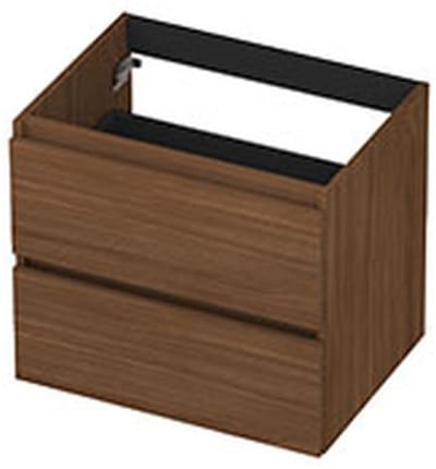INK - Onderkast 2 Laden Greeploos met Houten Keerlijst - 600x450x520 Mm - Warm Walnoot