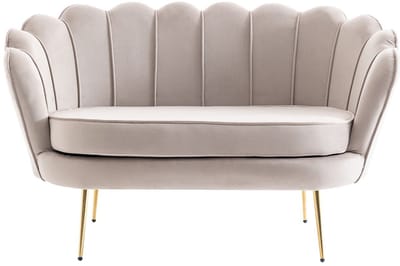 Vente-unique Schelpzitbank 2 personen in taupe fluweel DANDELION van Pascal Morabito