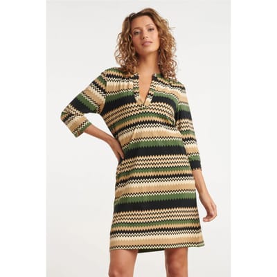 Smashed Lemon 24709 fitted zigzag print travel kwaliteit jurk |