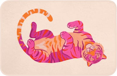 WC mat 60x40 cm - Antislip - Tijger - Roze - Oranje - Toiletmat - Vloermat - Douchemat - Toilet tapijt - Toiletmatten