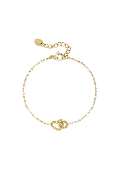 Armband met verbonden hart bedel - Goudkleur - Roestvrij staal - Verkleurt niet - Cadeau - Goudlief.nl