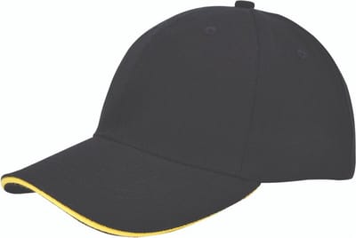 Benza luxe canvas sandwich Baseballcap - Zwart en Geel