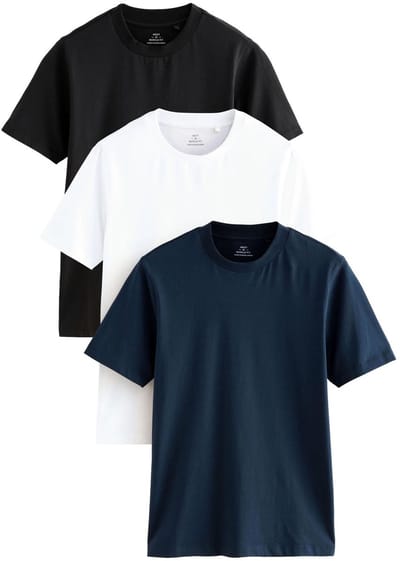 Next - Heren - Essential set van 3 nauwsluitende T-shirts - Zwart