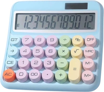 Grote Rekenmachine - Bureau Calculator - Dagelijks Gebruik - Grote Knoppen Kantelbaar Scherm - 12 Cijferig LCD - Zwart