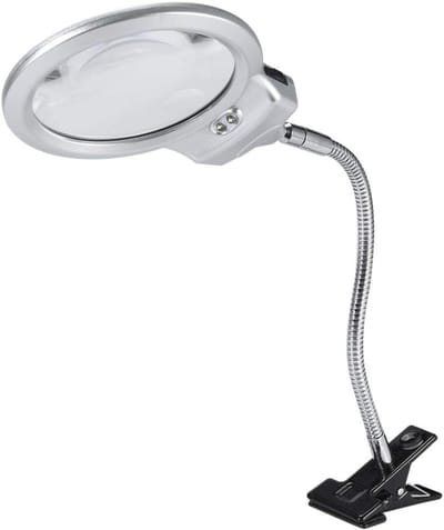 Vergrootglas Bureaulamp - Leeslamp Werkplek - Gedetailleerd Werk - Verstelbare Flexibele Arm - 225x & 5x Vergroting - Zwart