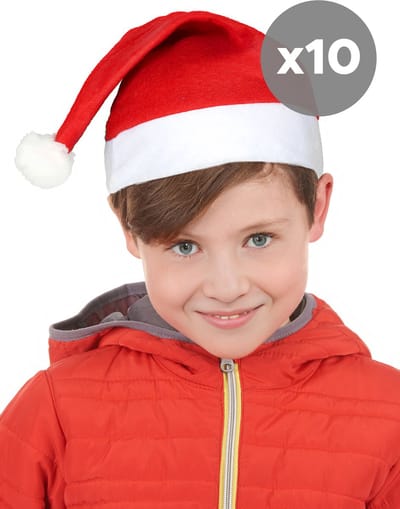Vegaoo - Pack 10 kerstmutsen voor kinderen