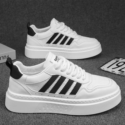 Chaussures Décontractées en Cuir Tendance pour Hommes Chaussures de Skateboard pour Hommes Baskets de Course à Plateforme Blanches Chaussures de Tennis Respirantes Chaussures de Sport Épaisses 39 white