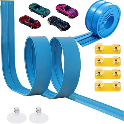 Flexibele Racebaan - Autobaan Kit - Creatief Spelen - Met Zuignappen - 45 Meter - Blauw