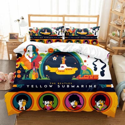 The Beatles Motief, Microvezel Beddengoedsets, Kinderbeddengoed met Rits Kamerdecoratie Dekbedovertrek voor Tieners volwassene 3-delig 135x200cm