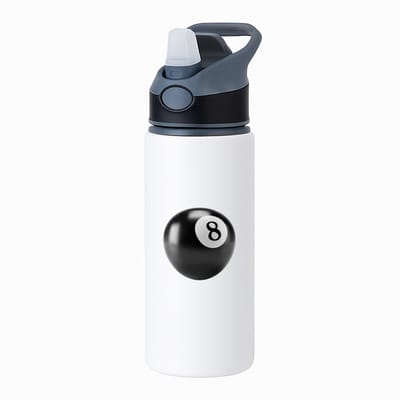 Hacebo® - Biljartbal waterfles met rietje zwart - Biljart - Biljarters - Snooker - poolen - nummer 8 - water fles - 650ML