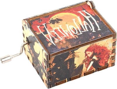 Houten Muziekdoos - Draaibare Melodie - Feestelijke Decoratie - Handslinger Mechanisme - 96 x 59 cm - Natuurlijk Hout