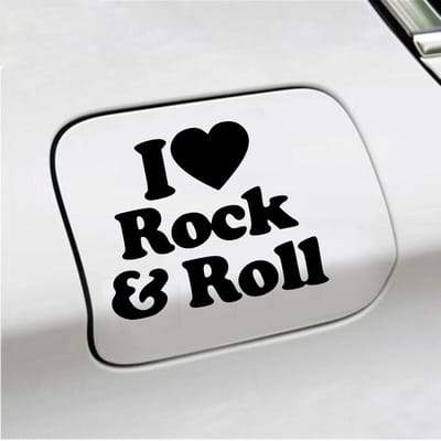 Bumpersticker - I Love Rock & Roll - 10,3 X 12,6 - Zwart