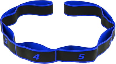 band voor krachttraining met 8 gespen, yoga-riem voor rekken en fitness, multifunctionele sportband voor pilates, gymnastiek en fysiotherapie, duurzame sportaccessoires, blauw