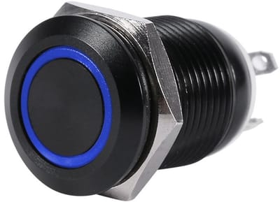 Allecto - LED Momentary Drukknop - 12mm - Blauw IP65 bescherming - Geschikt voor schakelaars - Duurzaam en waterdicht - Voor elektrische toepassingen