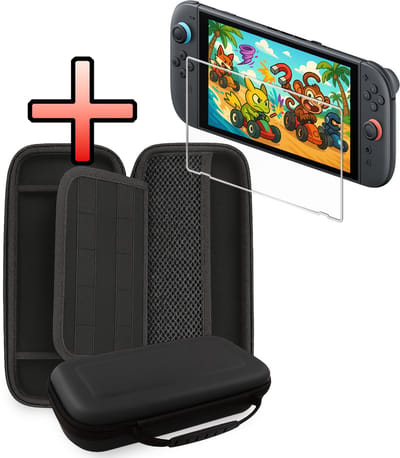 Hoesje Geschikt voor Nintendo Switch 2 Case Hoes Hard Cover Met Screenprotector - Hoes Geschikt voor Nintendo Switch 2 Hoes - Zwart