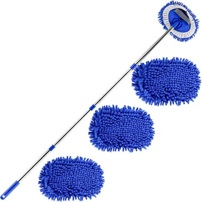 160cm 63" Car Wash Brush met Telescopische Handgreep - Motorhome Auto Wasborstel Reinigingsset Microfiber Doeken