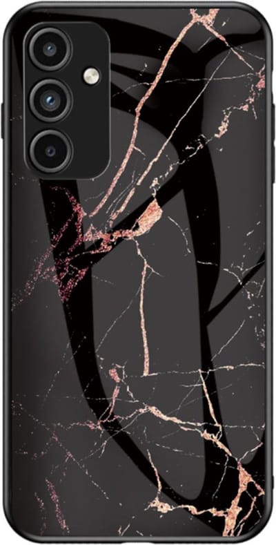 Coverup Hoesje - Geschikt voor Samsung Galaxy A15 Hoesje - Coverup Marble Glass Back Cover - Zwart / Goud
