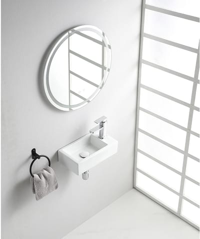 Wiesbaden Rhea M - Fontein - Rechts - 40x22x11cm- Keramiek - Glans Wit
