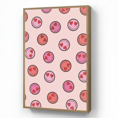 Wandlamp 60x90 cm - Oplaadbaar - Smileys - Hartjes - Roze - Wandlampen binnen woonkamer - Slaapkamer lamp - Decoratieve nachtlamp - Vloerlamp draadloos