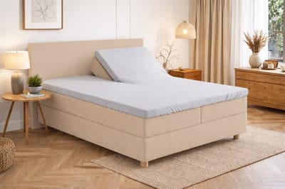 Polydaun hoeslaken - splittopper - Jersey - lichtgrijs - 140/160 x 200/220 cm