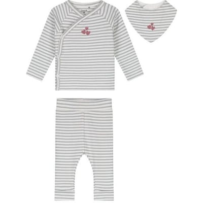 Prénatal newborn kledingset rib streep Soft Blue Grey 44 unisex