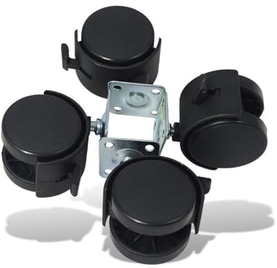 4x Zwenkwielen met Bevestigingsplaat en Rem - Robuuste Meubelwielen 50 mm