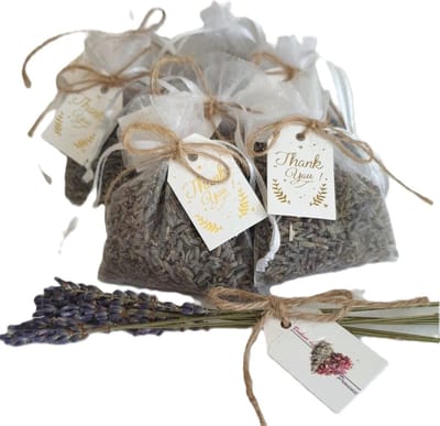 Bonheur de Provence® - geurzakjes - biologische lavendel - cadeau - bedankje - 10 witte organza zakjes - huwelijk