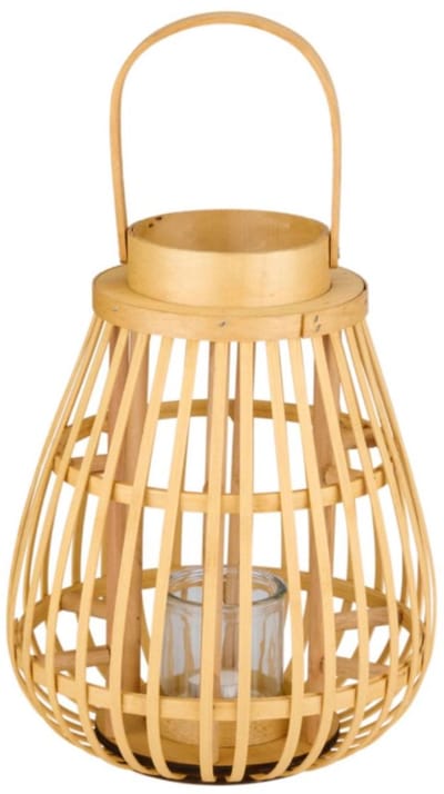 Lantern nature w/ glass cup