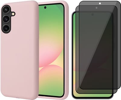 Hoesje geschikt voor Samsung Galaxy A56 / A36 - 2x Privacy Screenprotector Volledig Dekkend Glas - Mat Back Case Roze