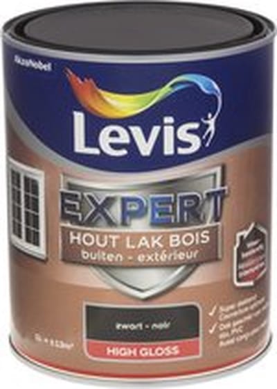 Levis - Expert Hout Lak Buiten High Gloss - Zwart - 1 L