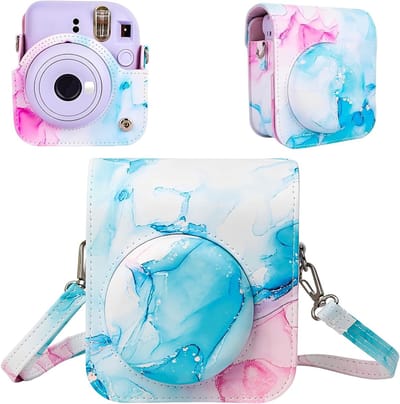 Compacte Beschermhoes voor Fujifilm Instax Mini 12 Camera, Op maat gemaakte PU Leren Tas, Droomachtige Golf, Camera Bescherming en Draagbaarheid