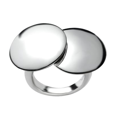 Behave - Ring - Moderne Zilverkleurige Ring met Dubbele Cirkel | Minimalistisch & Stijlvol | Nikkelvrij