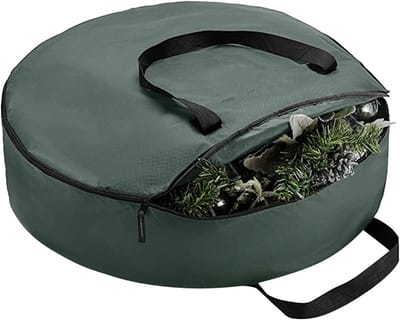 Kersttas voor het opbergen van kerstboom, organizer, opbergmateriaal, ornament-organizer met huishouden en organisatoren, opbergdoos voor inpakpapier onder het bed (één maat)-groen
