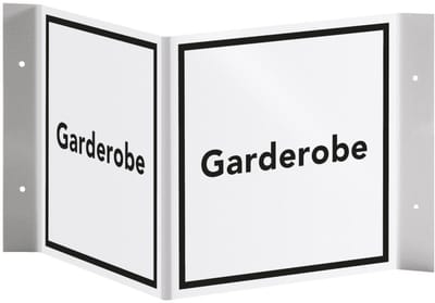 Panorama bord met tekst garderobe, 300 x 150 mm - kunststof