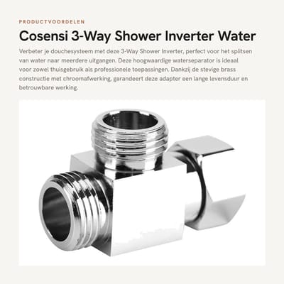 Dailygoods - 3-Way Shower Inverter - Water Separator - Hoogwaardige kwaliteit - Chrome - Douche adapter - Ideaal voor elke badkamer - G1/2 inch